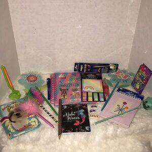 Random staff, note books & coloring, crayons & color pencil, pens, decor pens.